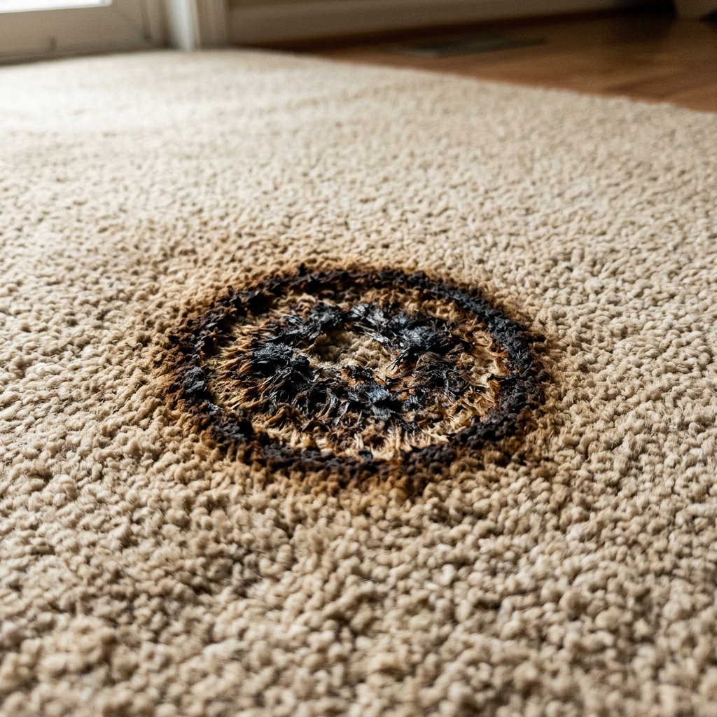 Before Carpet Iron Burn & Seam Patch Repair